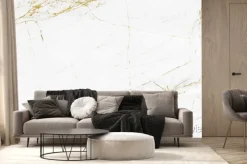 Fototapeta: Biały marmur ze złotymi pęknięciami