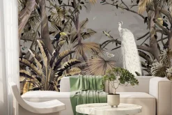 Fototapeta: Biały paw tukany i motyle w tropikalnej dżungli