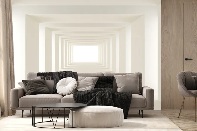 Fototapeta: Biały tunel z promieniami światła