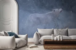 Fototapeta: Biały wilk w otoczeniu zimowej scenerii