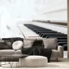 Fototapeta: Biały zabytkowe pianino w białym pokoju