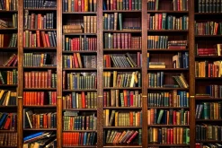 Fototapeta: Biblioteka pełna książek i ksiąg na półkach