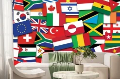 Fototapeta: Big flag background made of world country flags icons. international