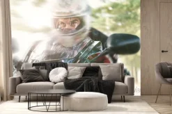 Fototapeta: Biker na drodze szybkiej jazdy