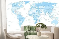 Fototapeta: Błękitna mapa świata