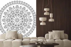 Fototapeta: Black and white round mandala with floral pattern. coloring page.
