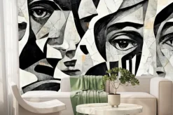 Fototapeta: Black and white portrait. surreal. generative ai