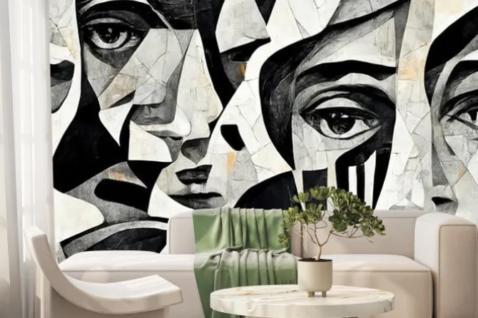 Fototapeta: Black and white portrait. surreal. generative ai