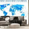 Fototapeta: Blue world map with navigation icons