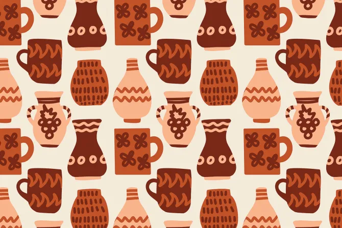 Fototapeta: Bogato zdobione gliniane dzbanki