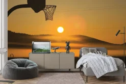 Fototapeta: Boisko do koszykówki przy zachodzie słońca