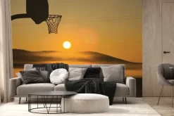 Fototapeta: Boisko do koszykówki przy zachodzie słońca