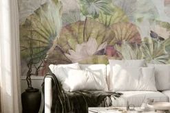 Fototapeta: Botaniczny wzór z liliami wodnymi i zielonymi liśćmi