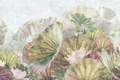 Fototapeta: Botaniczny wzór z liliami wodnymi i zielonymi liśćmi