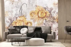 Fototapeta: Botaniczny wzór z żółtymi słonecznikami