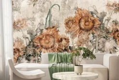 Fototapeta: Botaniczny wzór z żółtymi słonecznikami