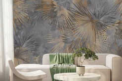 Fototapeta: Brązowe liście palm na szarym betonie
