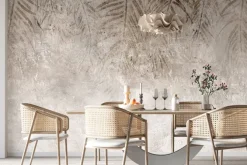 Fototapeta: Brązowe liście palmy na tle betonu w stylu loft