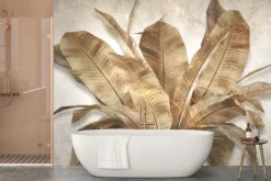 Fototapeta: Brązowe liście ze złotym pyłem