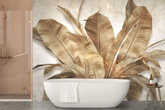 Fototapeta: Brązowe liście ze złotym pyłem