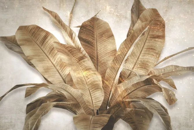 Fototapeta: Brązowe liście ze złotym pyłem