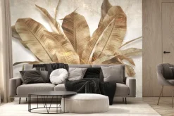 Fototapeta: Brązowe liście ze złotym pyłem