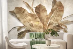 Fototapeta: Brązowe liście ze złotym pyłem