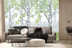 Fototapeta: Brzozowy zagajnik na bajkowej ilustracji