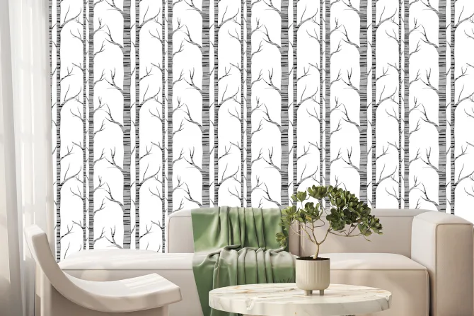 Fototapeta: Brzozy minimalistyczny deseń inspirowany naturą