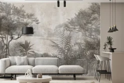 Fototapeta: Bujna leśna roślinność w szarości