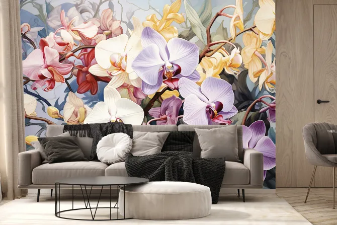 Fototapeta: Bujna roślinność kolorowych kwiatów