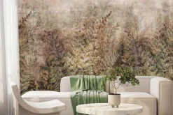 Fototapeta: Bujna roślinność z krzewami na dzikiej łące