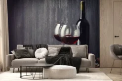 Fototapeta: Butelek i dwa kieliszki czerwonego wina