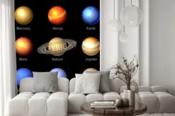 Fototapeta: Błyszczące planety kolorów z solar ikony systemowe. wektor.