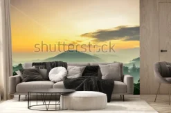 Fototapeta: Cameron highlands ,malaysia. sunrise at green tea farm mountain.