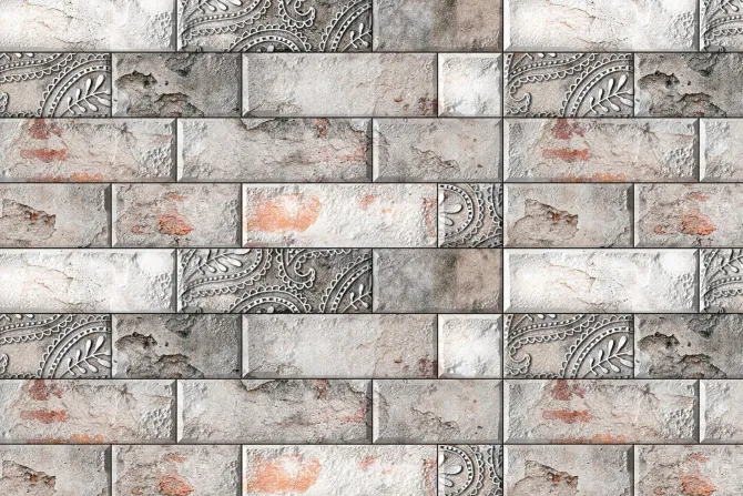 Fototapeta: Ceglana ściana z delikatnym ornamentem