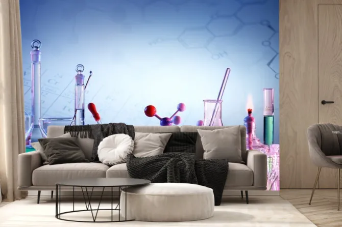 Fototapeta: Chemiczne naczynia w laboratoryjnym