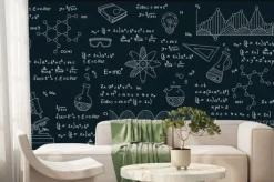 Fototapeta: Chemistry science formulas with images of tools and experimental