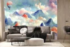 Fototapeta: Childrens painted colored wallpaper. colorful watercolor illustration