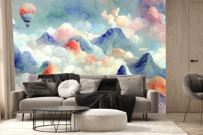 Fototapeta: Childrens painted colored wallpaper. colorful watercolor illustration