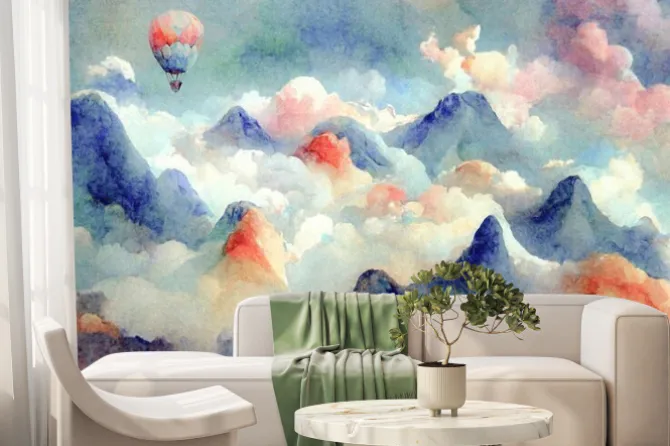 Fototapeta: Childrens painted colored wallpaper. colorful watercolor illustration