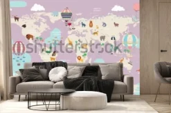 Fototapeta: Childrens world map for the interior