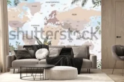 Fototapeta: Childrens world map. world map with the names of countries in