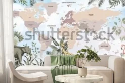 Fototapeta: Childrens world map. world map with the names of countries in