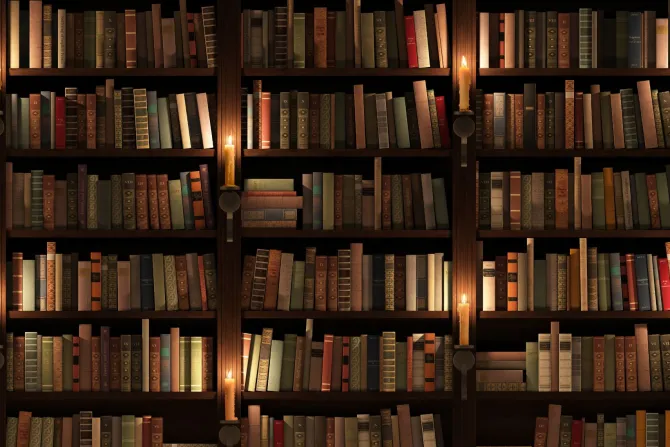 Fototapeta: Ściana z książkami imitacja klasycznej biblioteki