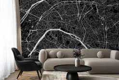 Fototapeta: Ciemna mapa ulic i dzielnic paryża