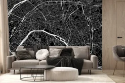 Fototapeta: Ciemna mapa ulic i dzielnic paryża