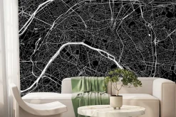 Fototapeta: Ciemna mapa ulic i dzielnic paryża