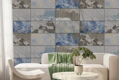 Fototapeta: Ciemne płytki z roślinnym motywem