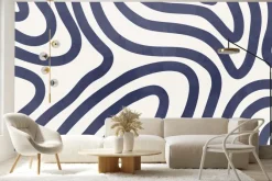 Fototapeta: Ciemnoniebieskie linie na białym tle abstrakcja